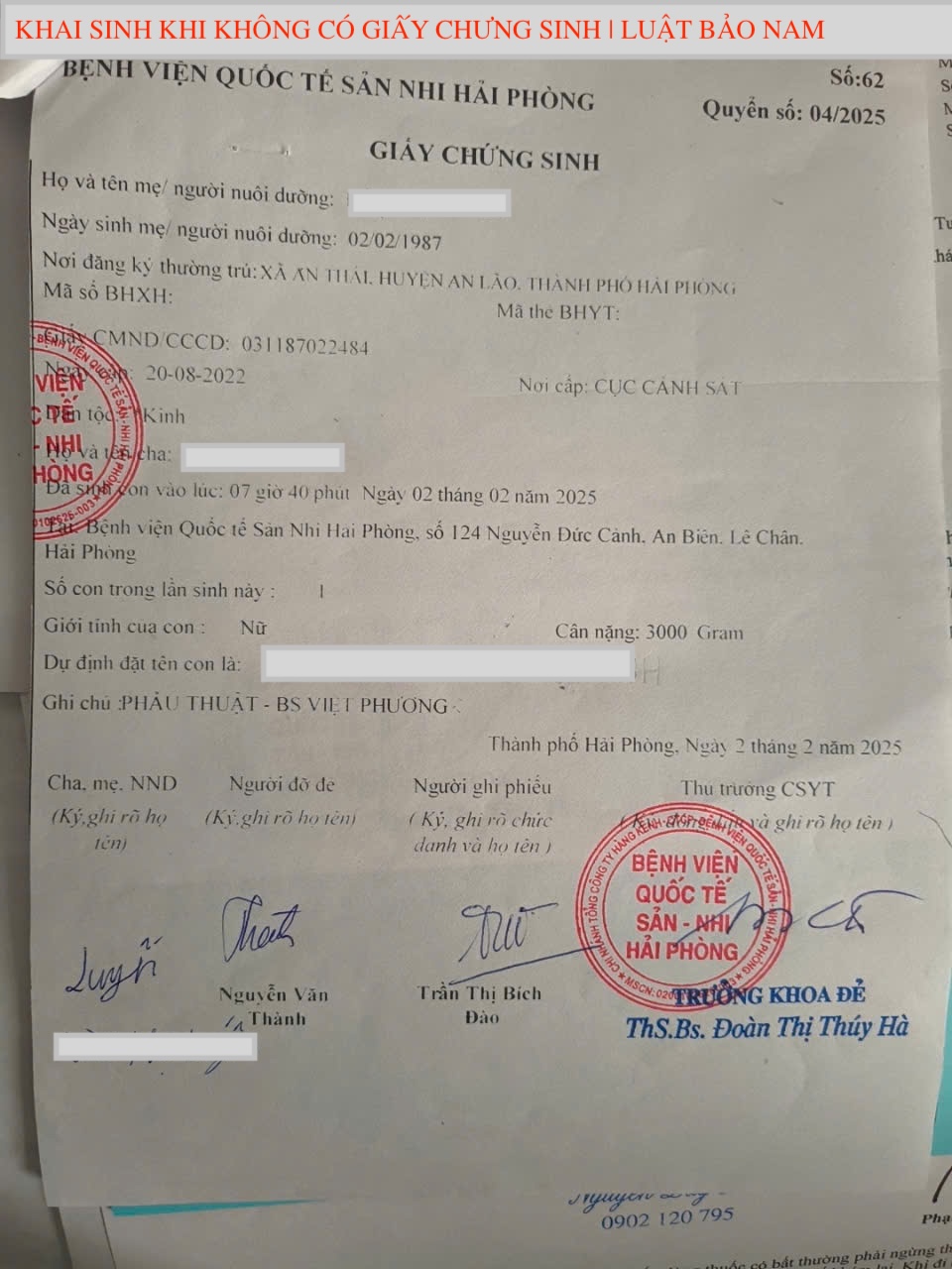 Không có Giấy chứng sinh có làm khai sinh được không?