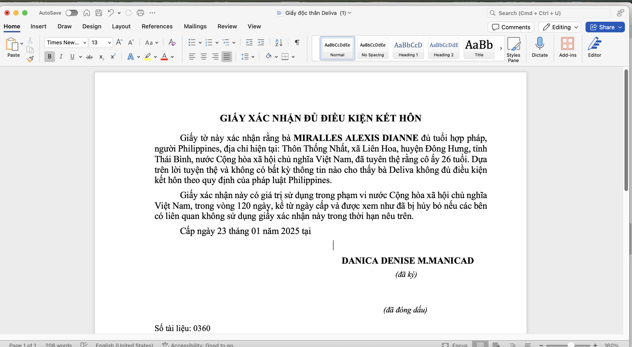 Giấy xác nhận đủ điều kiện kết hôn của người Philippines